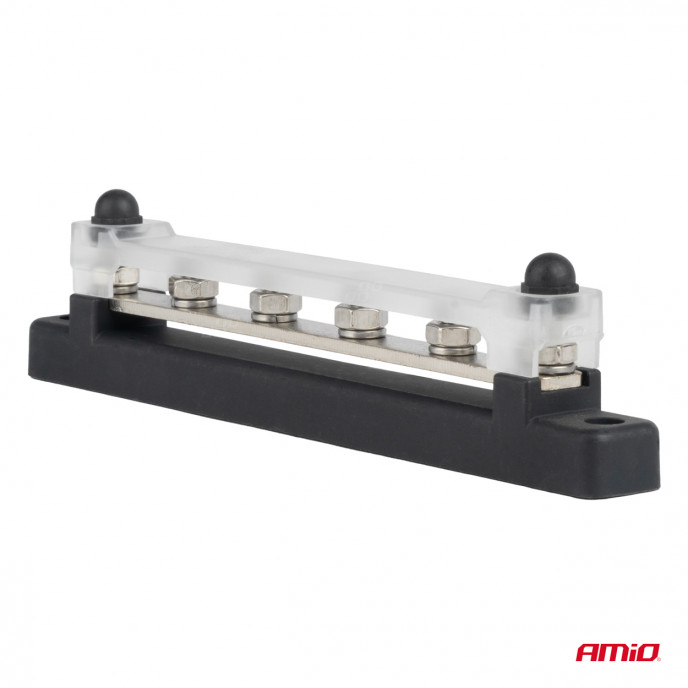 Grondverdeelblok plus rail M6 12V - 48V 150A AMIO-03808