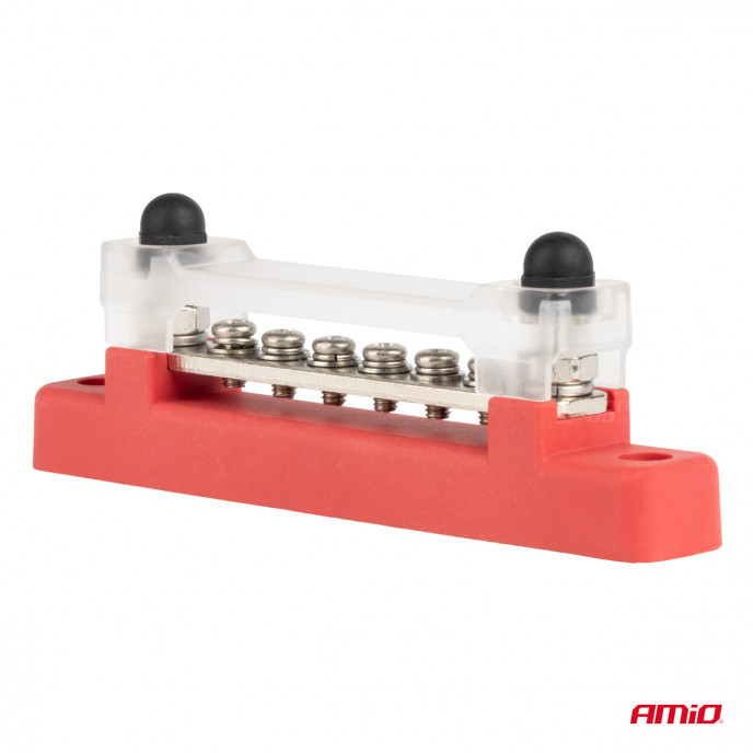 Grondverdeelblok plus rail M6 12V - 48V 150A AMIO-03810