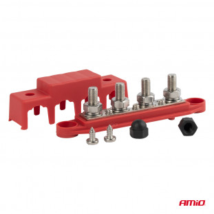 Grondverdeelblok plus rail M10 12V - 48V 250A AMIO-03812