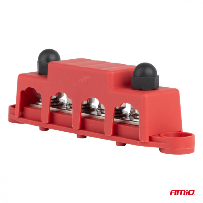 Grondverdeelblok plus rail M10 12V - 48V 250A AMIO-03812