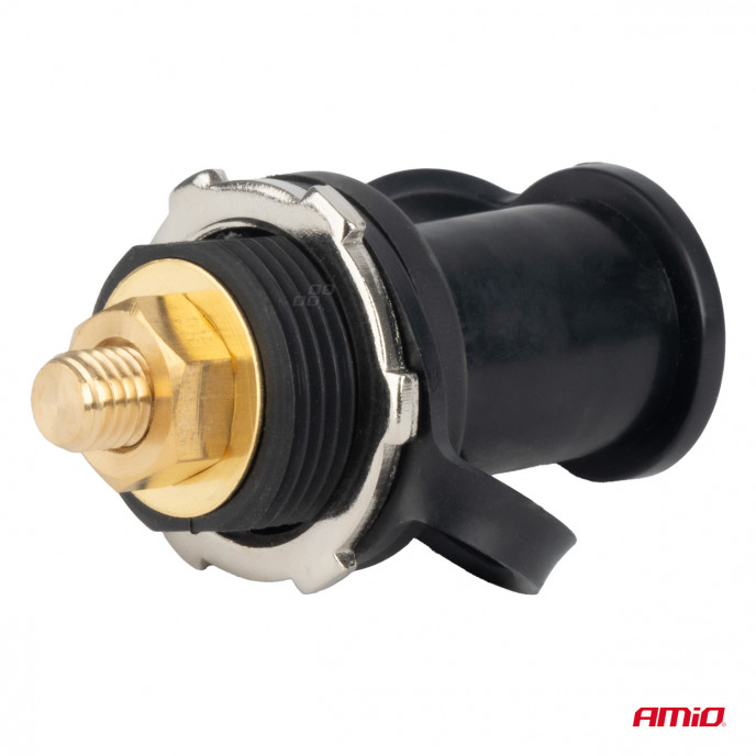 Batterijvoedingsconnector zwart min met dop 3/8 M10 12V 24V 48V 250A AMIO-03813