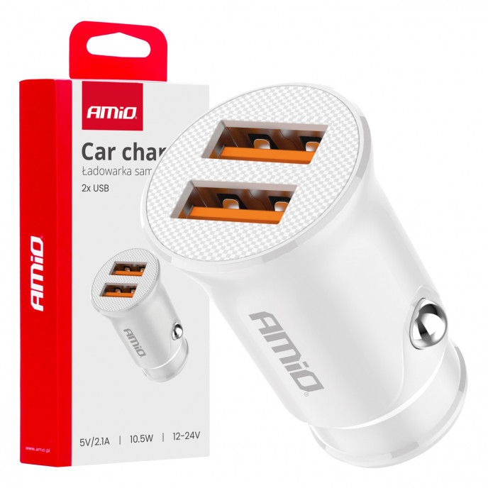 Autolader 2x USB-A 2.1A 12/24V AMiO-03872