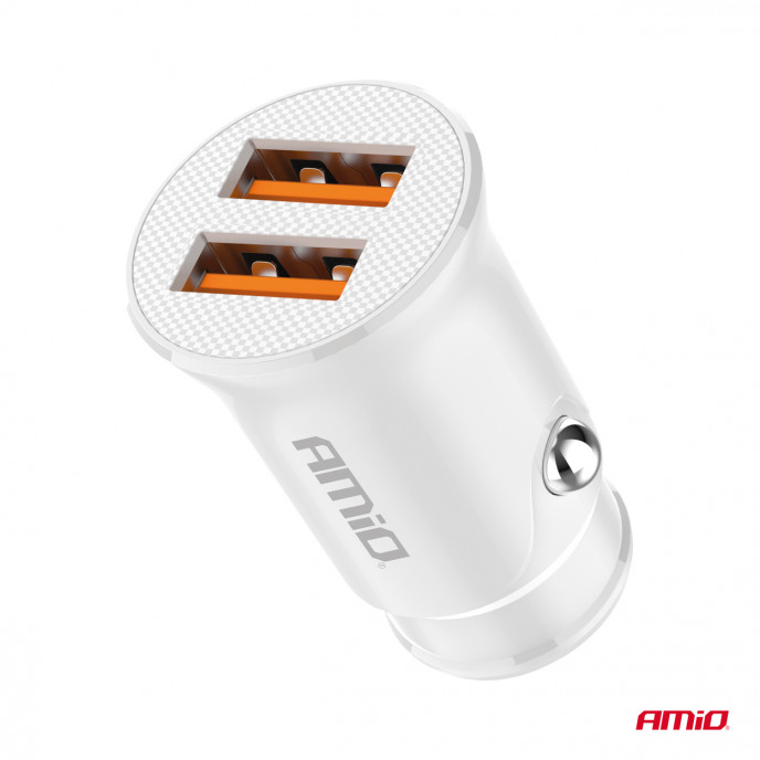 Autolader 2x USB-A 2.1A 12/24V AMiO-03872