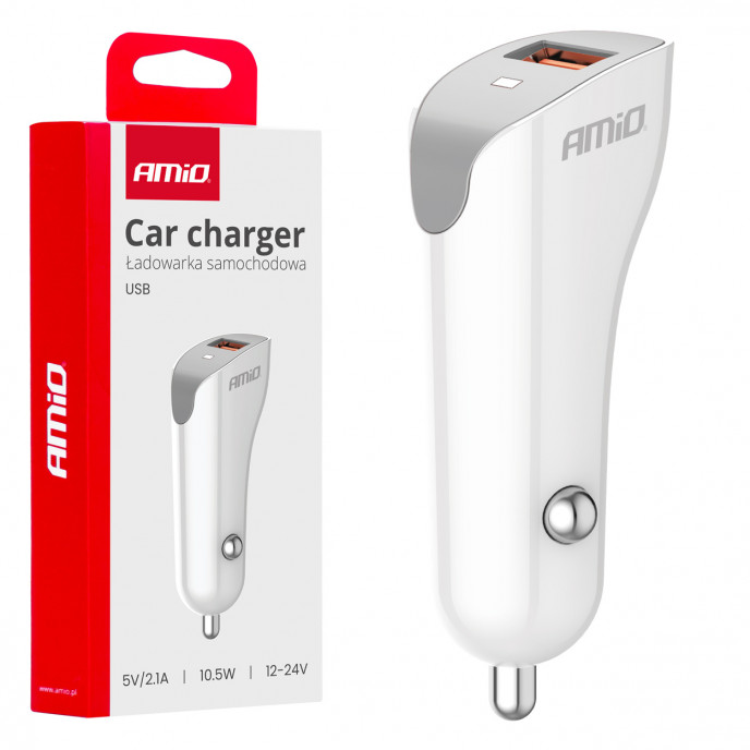 Autolader USB-A 2.1A 12/24V AMiO-03873