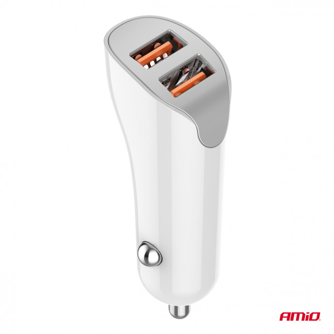 Autolader 2x USB-A 2.1A 12/24V AMiO-03874