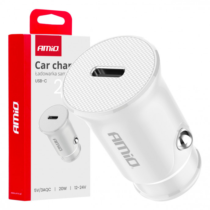 Autolader USB-C 20W 12/24V AMiO-03876