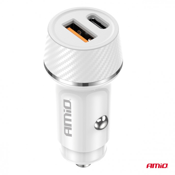 Autolader USB-A + USB-C 20W 12/24V AMiO-03878