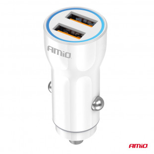 Autolader 2xUSB-A 12/24V AMiO-03879