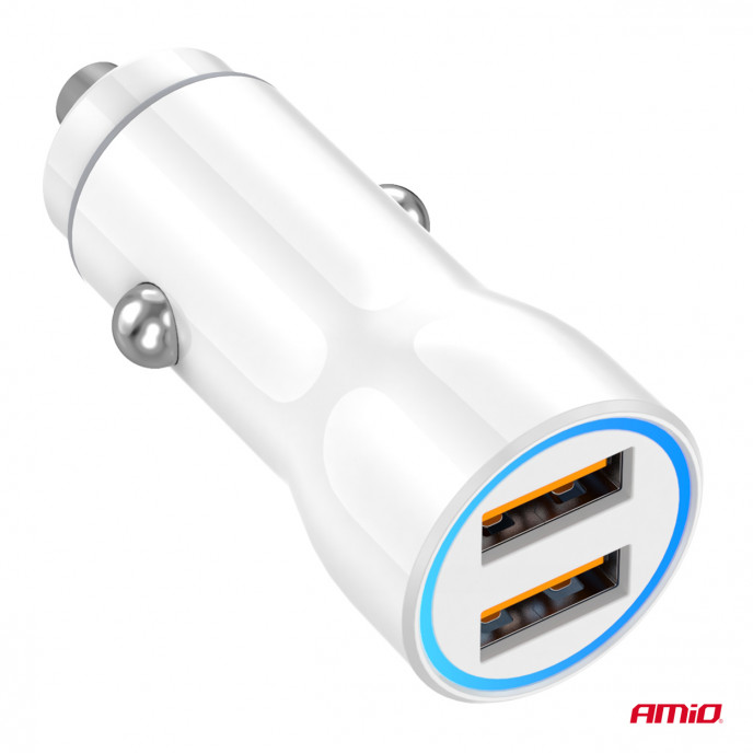 Autolader 2xUSB-A 12/24V AMiO-03879