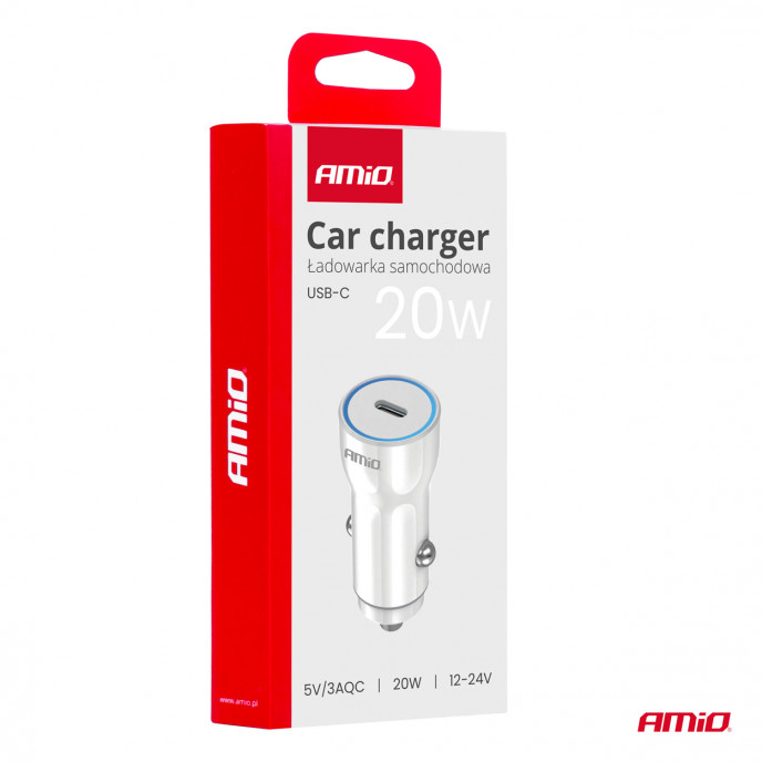 Autolader USB-C 20W 12/24V AMiO-03880