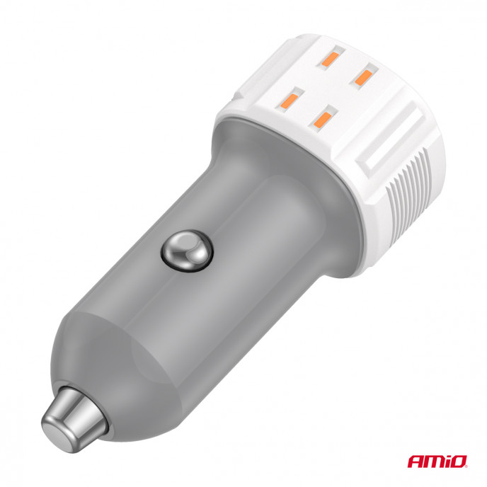 Autolader USB-A + USB-C 38W 12/24V AMiO-03883