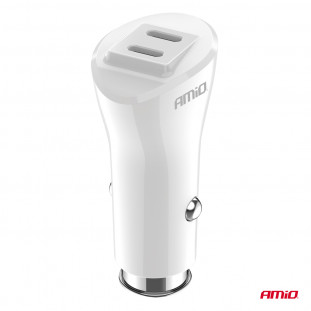 Autolader 2xUSB-C 40W 12/24V AMiO-03884