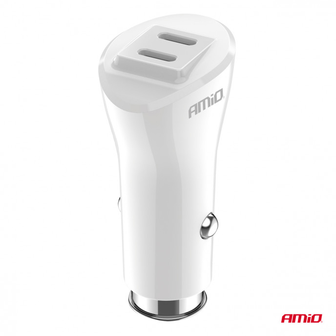 Autolader 2xUSB-C 40W 12/24V AMiO-03884