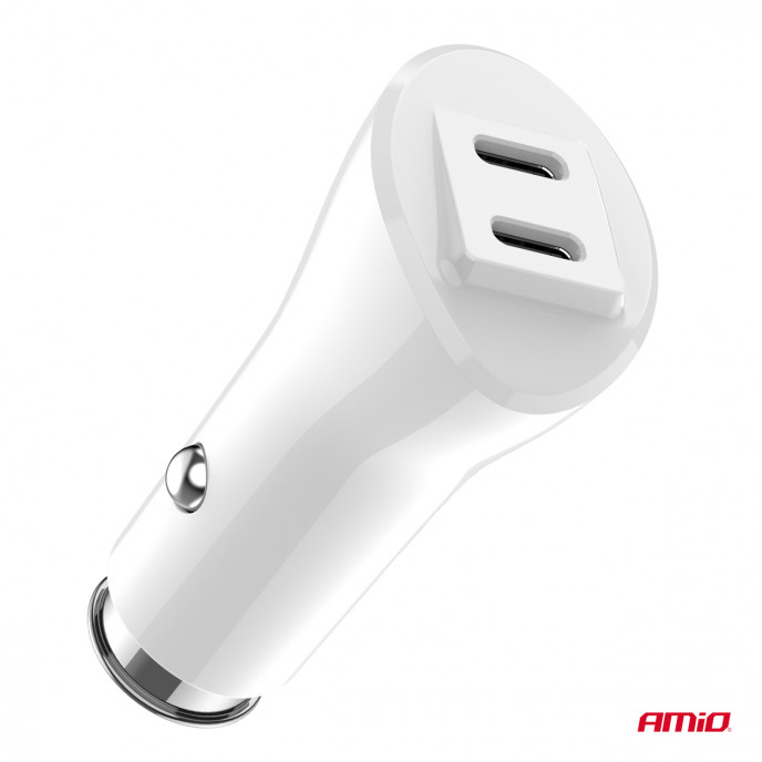 Autolader 2xUSB-C 40W 12/24V AMiO-03884