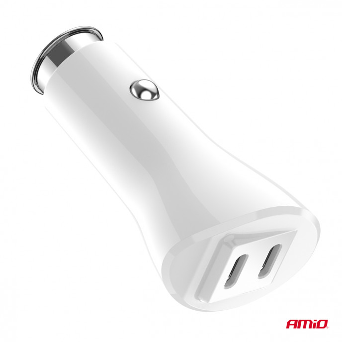 Autolader 2xUSB-C 40W 12/24V AMiO-03884