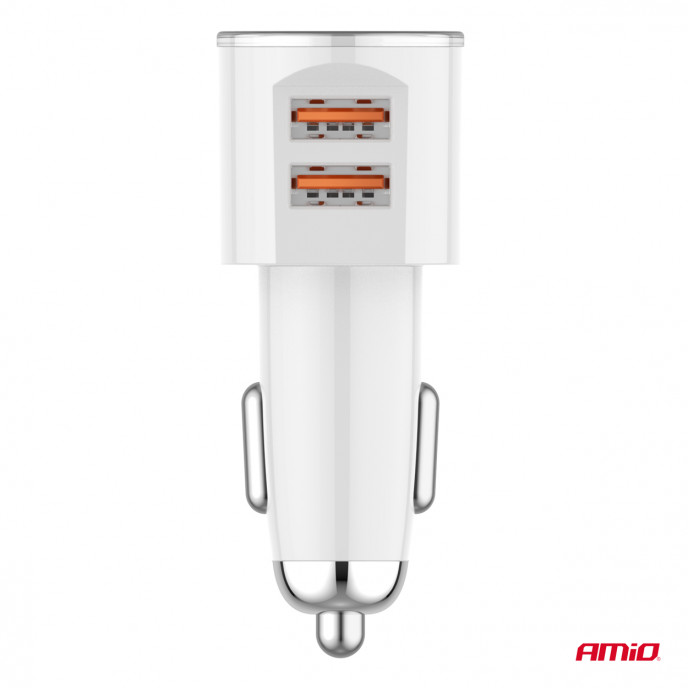 Autolader 2x USB-A 3.4A 12/24V AMiO-03888