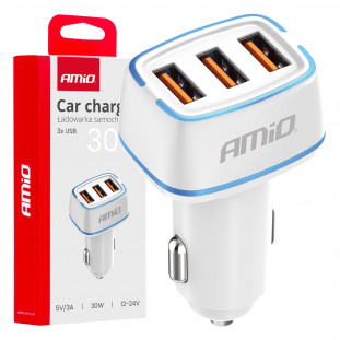 Autolader 3x USB-A 30W 12/24V AMiO-03889