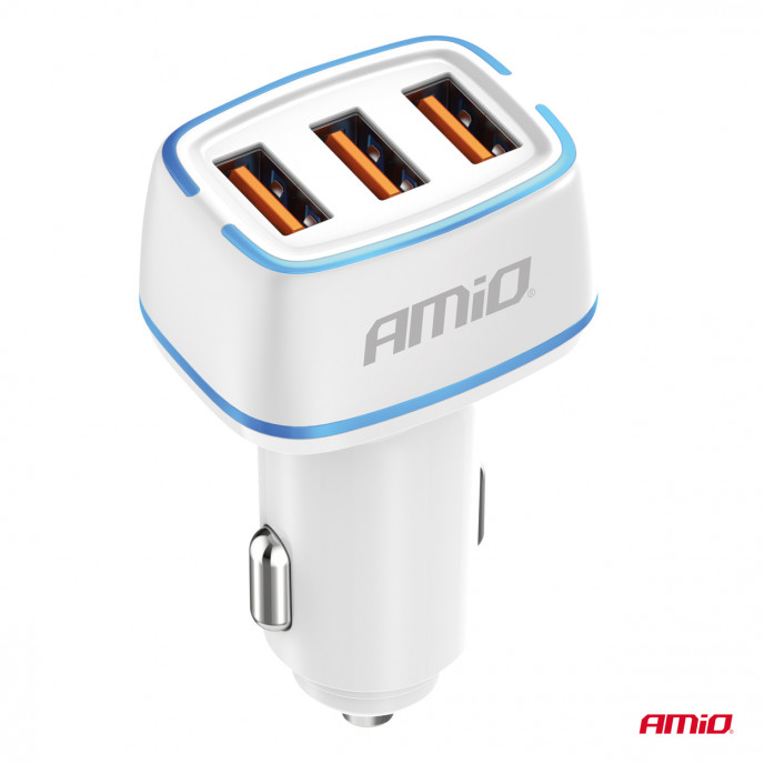 Autolader 3x USB-A 30W 12/24V AMiO-03889