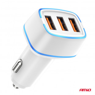 Autolader 3x USB-A 30W 12/24V AMiO-03889