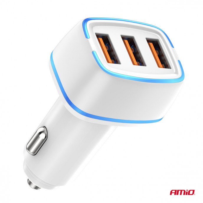 Autolader 3x USB-A 30W 12/24V AMiO-03889