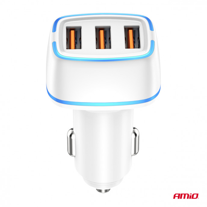 Autolader 3x USB-A 30W 12/24V AMiO-03889