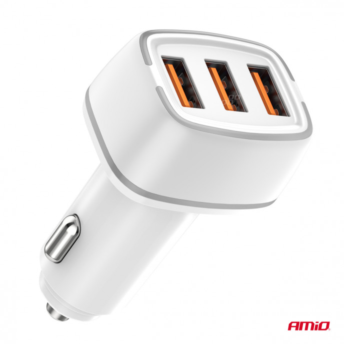 Autolader 2x USB-A + USB-C 32W 12/24V AMiO-03890