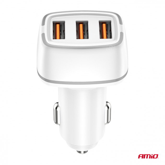 Autolader 2x USB-A + USB-C 32W 12/24V AMiO-03890