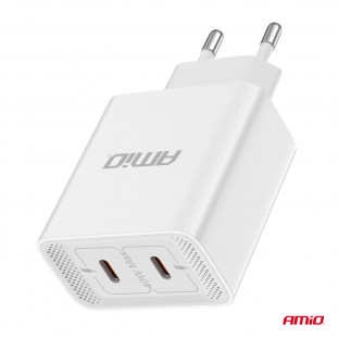Wandlader 2xUSB-C 40W Quick Charge 230V AMIO-03892