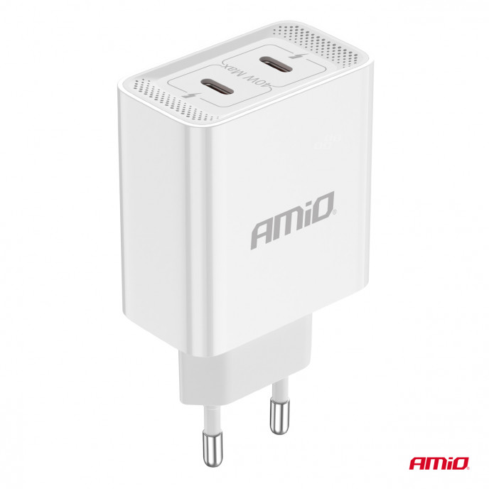 Wandlader 2xUSB-C 40W Quick Charge 230V AMIO-03892