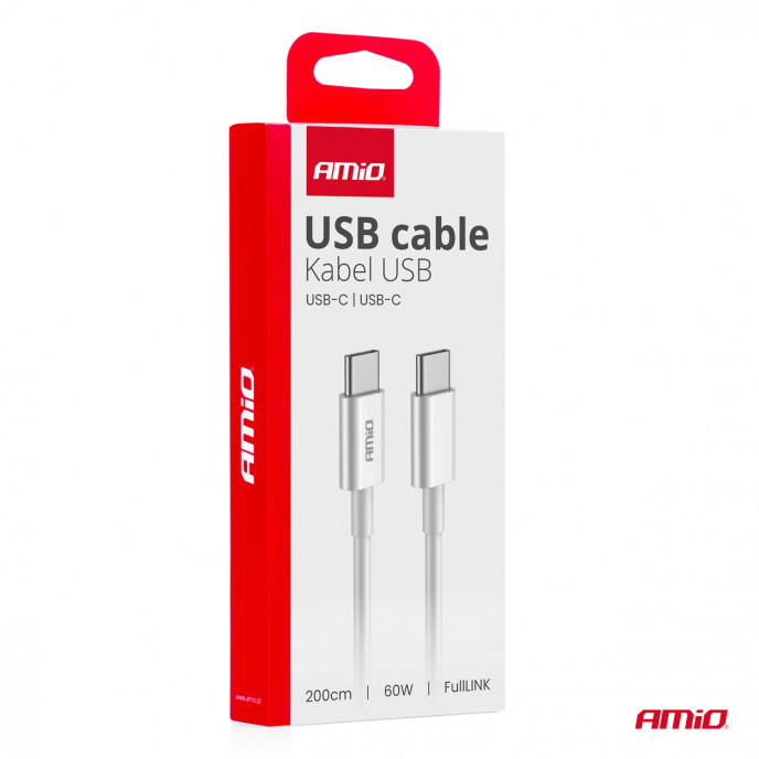 USB-C naar USB-C kabel 60W 200cm FullLINK AMIO-03897