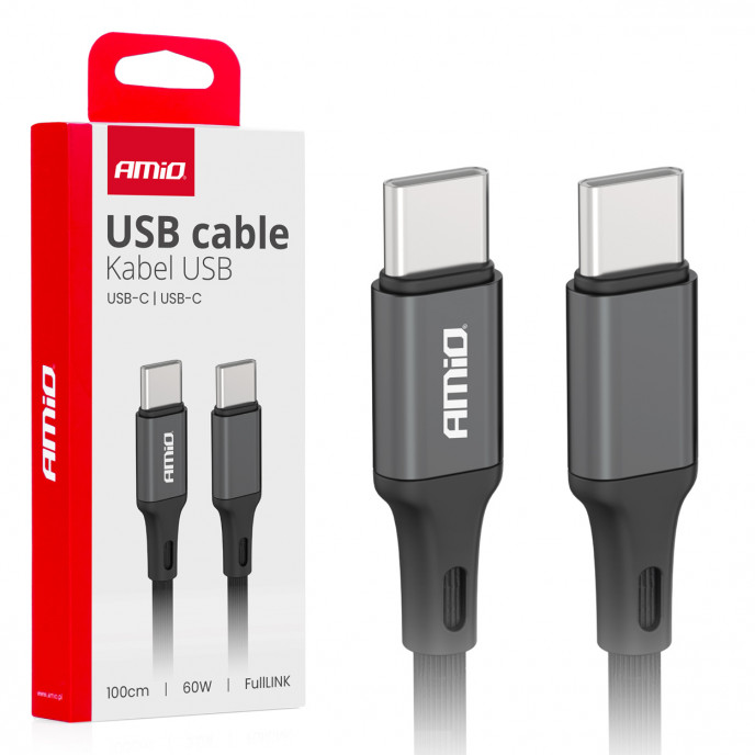 USB-C naar USB-C kabel 60W 100cm FullLINK AMIO-03902