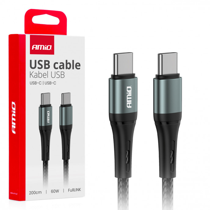 USB-C naar USB-C kabel 60W 200cm FullLINK AMIO-03915