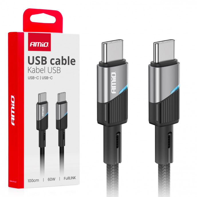 USB-C naar USB-C kabel 60W 100cm FullLINK AMIO-03926