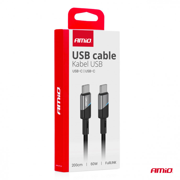 USB-C naar USB-C kabel 60W 200cm FullLINK AMIO-03927