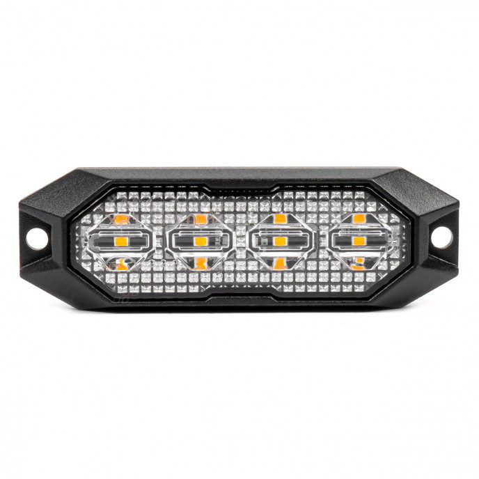 Slanke amberkleurige grillbeugel zaklamp 4x3W LED R65 R10 12/24V IP6K9K AMIO-03929