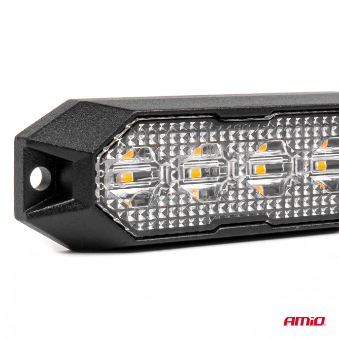Slanke amberkleurige grillbeugel zaklamp 4x3W LED R65 R10 12/24V IP6K9K AMIO-03929