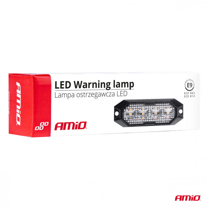 Slanke amberkleurige grillbeugel zaklamp 4x3W LED R65 R10 12/24V IP6K9K AMIO-03929