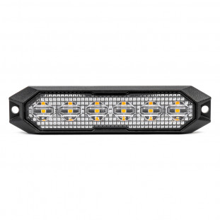 Slanke amberkleurige grillbeugel Flash lamp 6x3W LED R65 R10 12/24V IP6K9K AMIO-03930