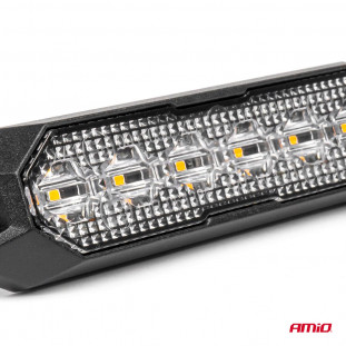 Slanke amberkleurige grillbeugel Flash lamp 6x3W LED R65 R10 12/24V IP6K9K AMIO-03930