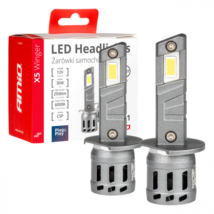 LED Koplampen X5-serie WINGER H1 6000K max 30W AMIO-03943