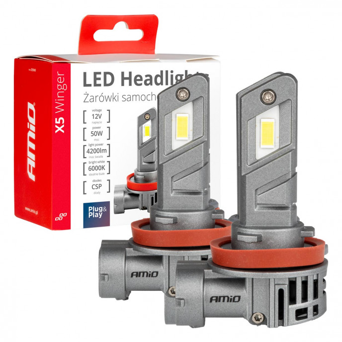 LED Koplampen X5-serie WINGER H8 H9 H11 6000K max 50W AMIO-03947