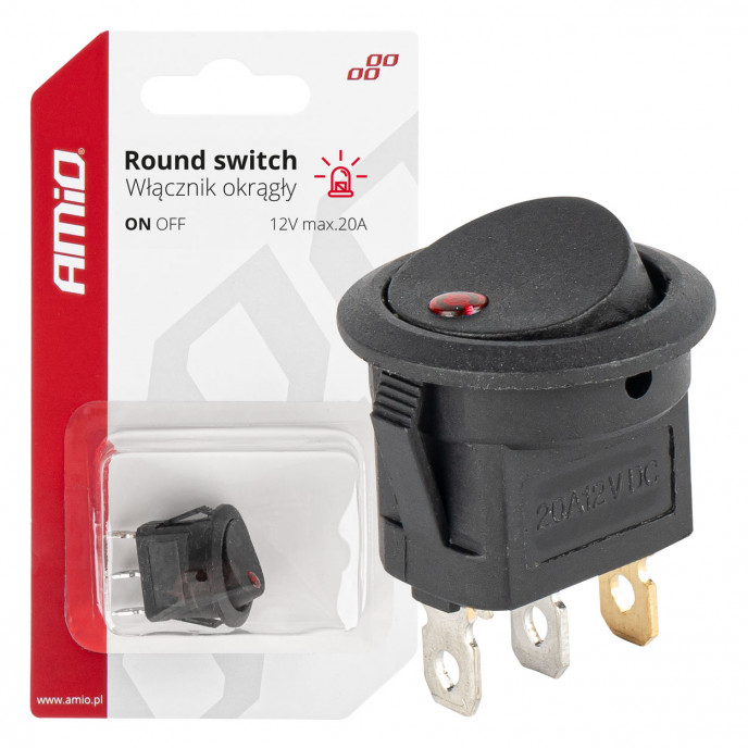 Ronde schakelaar met rood licht AMIO-03961