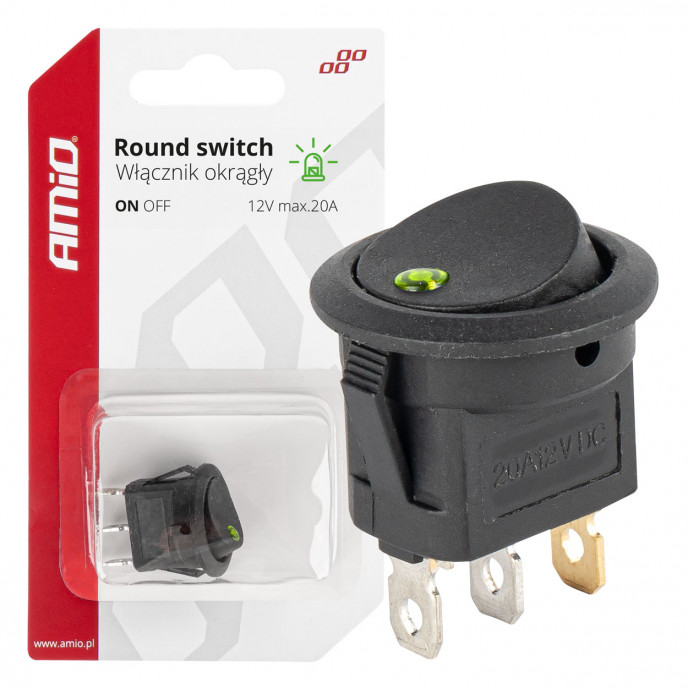 Ronde schakelaar met groen licht AMIO-03964