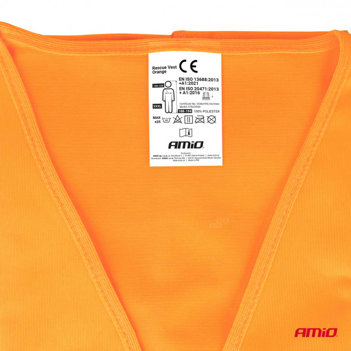 Veiligheidshesje oranje met certificaat AMIO-03986