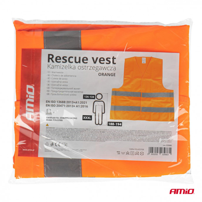 Veiligheidshesje oranje met certificaat AMIO-03986