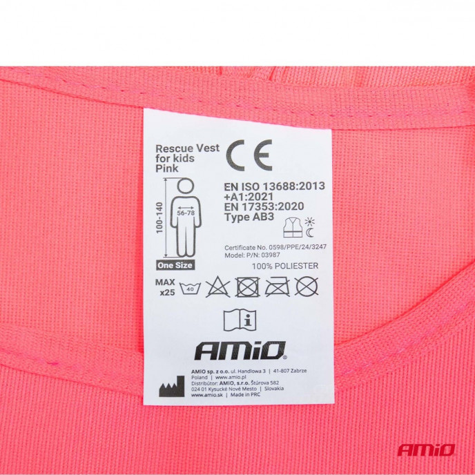 Reddingsvest voor kinderen roze AMIO-03987