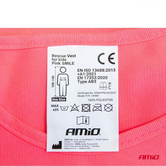 Reddingsvest voor kinderen roze SMILE AMIO-03988