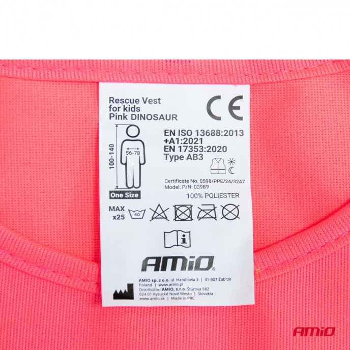 Reddingsvest voor kinderen roze DINOSAUR AMIO-03989