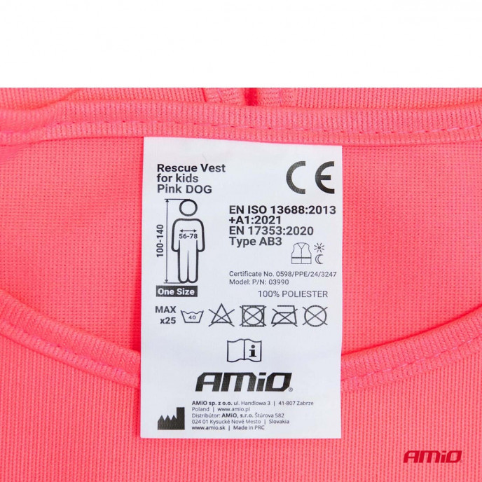 Reddingsvest voor kinderen roze DOG AMIO-03990