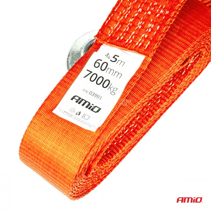 Trekriem 7000kg 60mm 5m haak+haak AMIO-03991